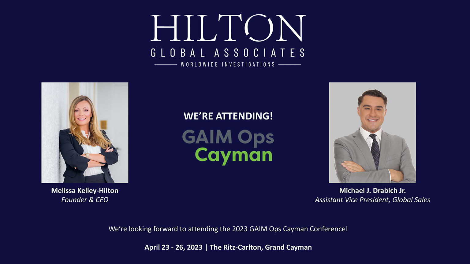 HGA attending 2023 GAIM Ops Cayman Conference Banner